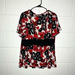< Y2K Cato Floral Print Flutter Sleeve Blouse >